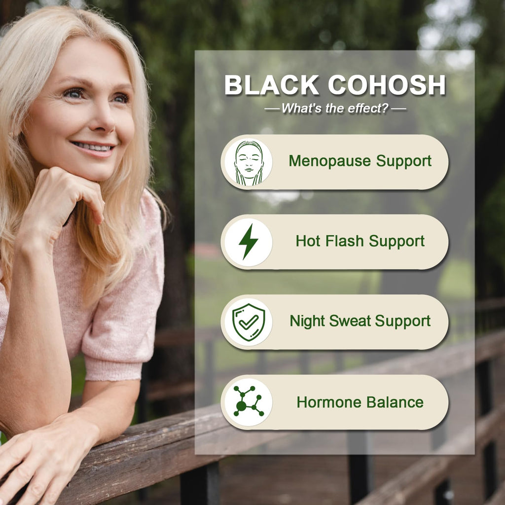 Black Cohosh Gummies 50mg per Serving for Menopause Hot Flashes - Natural Menopause Relief, Mood Swings & Hormonal Balance - Vegan-Free 60 Gummies