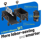 Litheli Electric Wagon Cart with 2 Battery, All-Terrain Wheels & Variable Speed | 200L Capacity, 300 lbs Heavy-Duty Utility Wagon for Camping Beach Garden Shopping