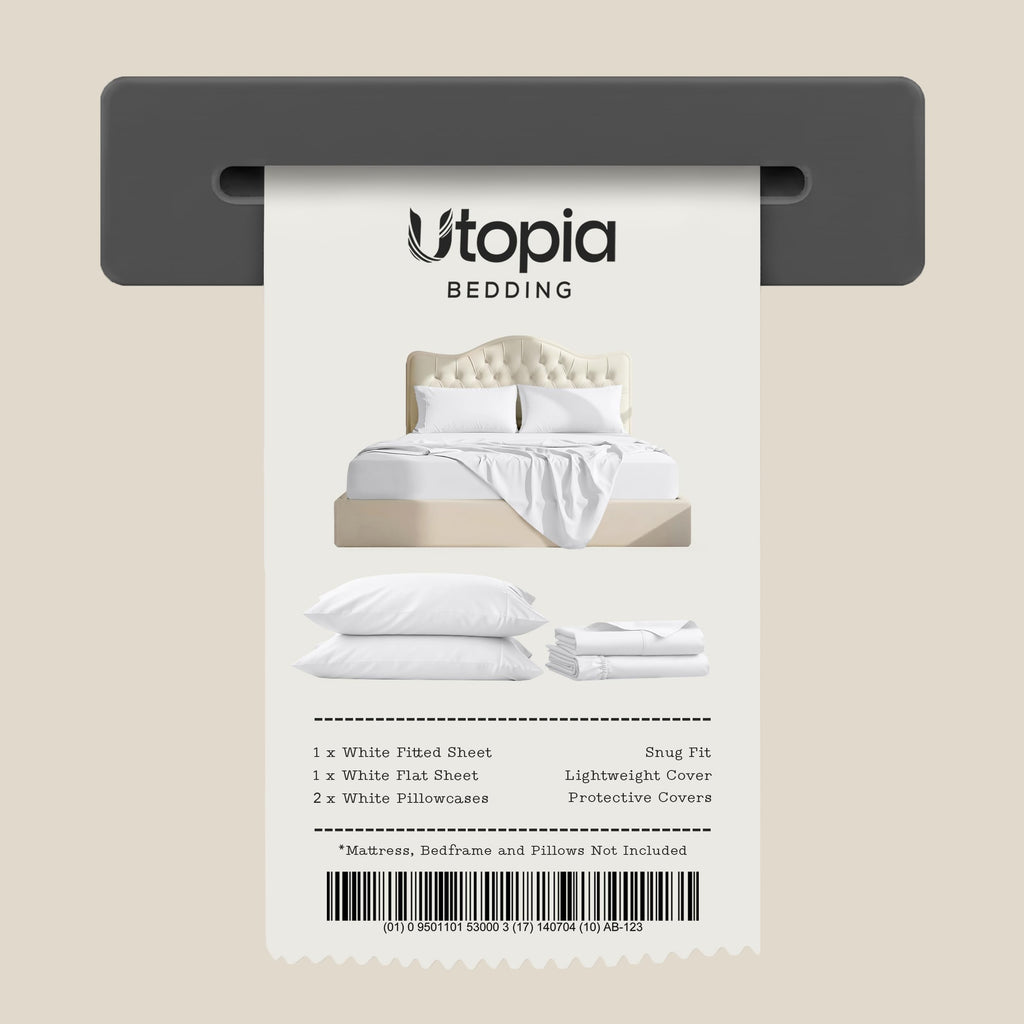 Queen Sheets Set, 4 Pieces 16" Deep Pocket Hotel Luxury Bed Sheets, White