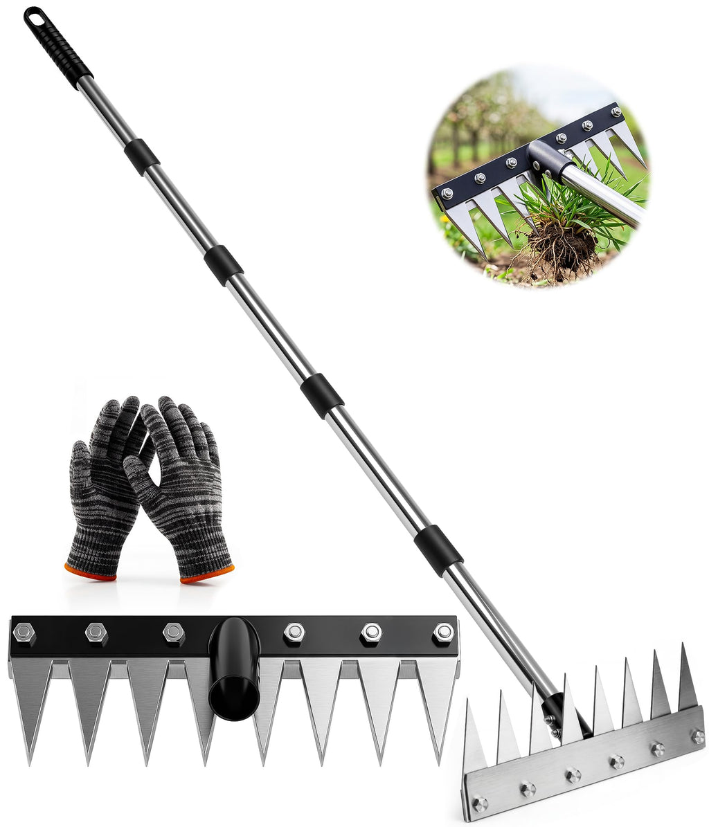 Weeding Rake Puller Tool for Garden,Heavy Duty Iron Weed Puller Cutter Tool