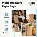 DURO 18412 12# Large Brown Paper Bags, 7.06 x 4.5 x 13.75 Inches, 500 Ct