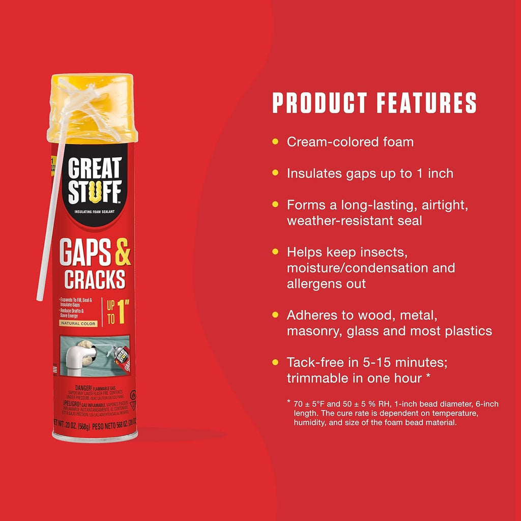 Great Stuff 157911 Insulating Foam Sealant, 20 Ounce, Ivory (Pack of 2)