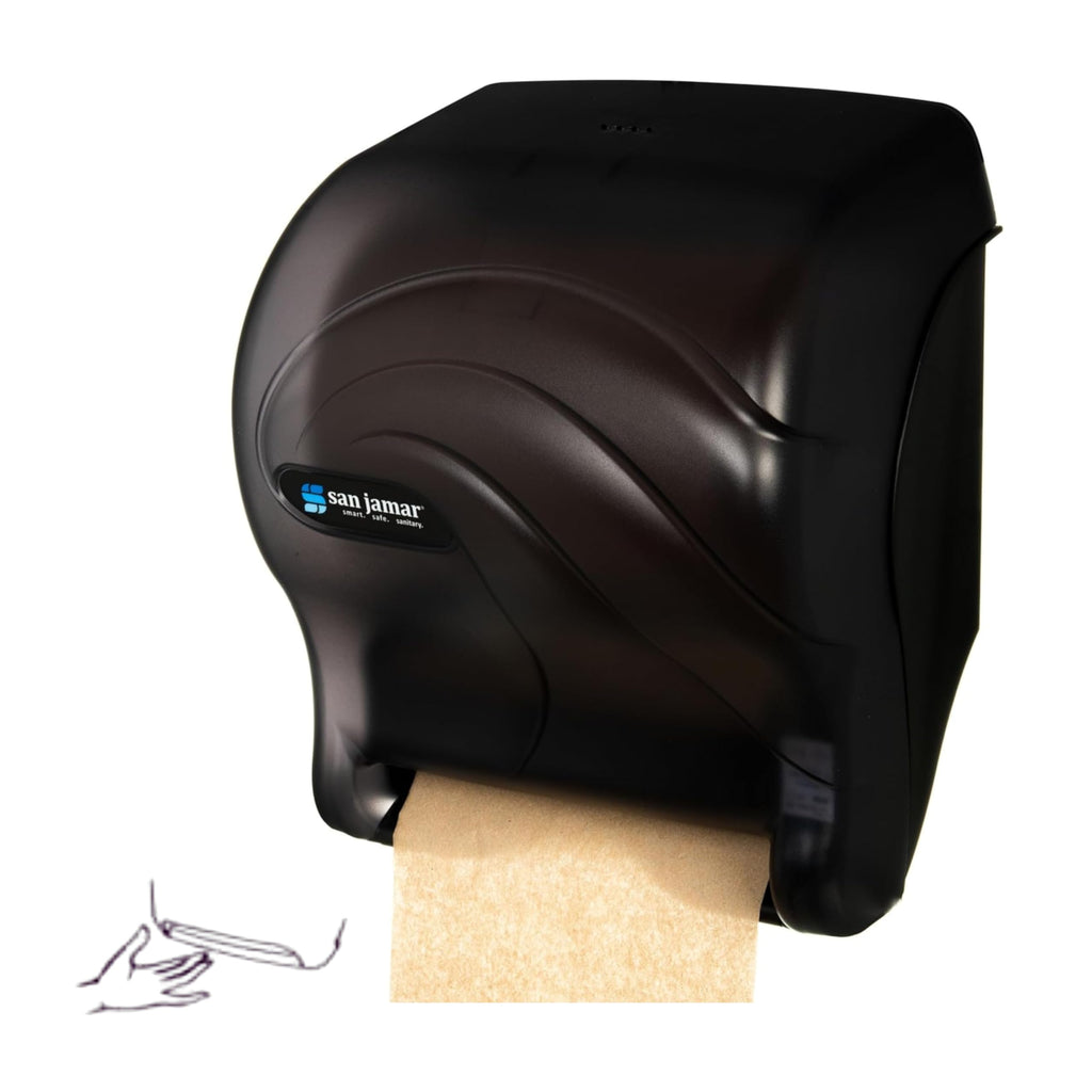 San Jamar Ocean Essence Tear-N-Dry Paper Towel Dispenser, Storage Solution for Bathroom and Kitchen, 14.44" x 11.75" x 9.13", 1 Count, Black Pearl