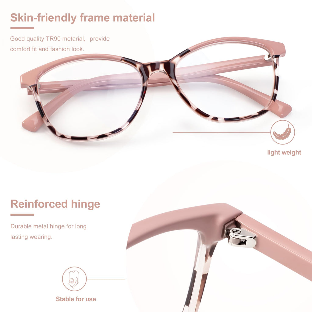 Madison Avenue TR90 Blue Light Blocking Glasses Anti Eyestrain UV Glare Blue Light Glasses for Women TV Phone Computer Gaming Eyeglasses (Pink Tortoiseshell)