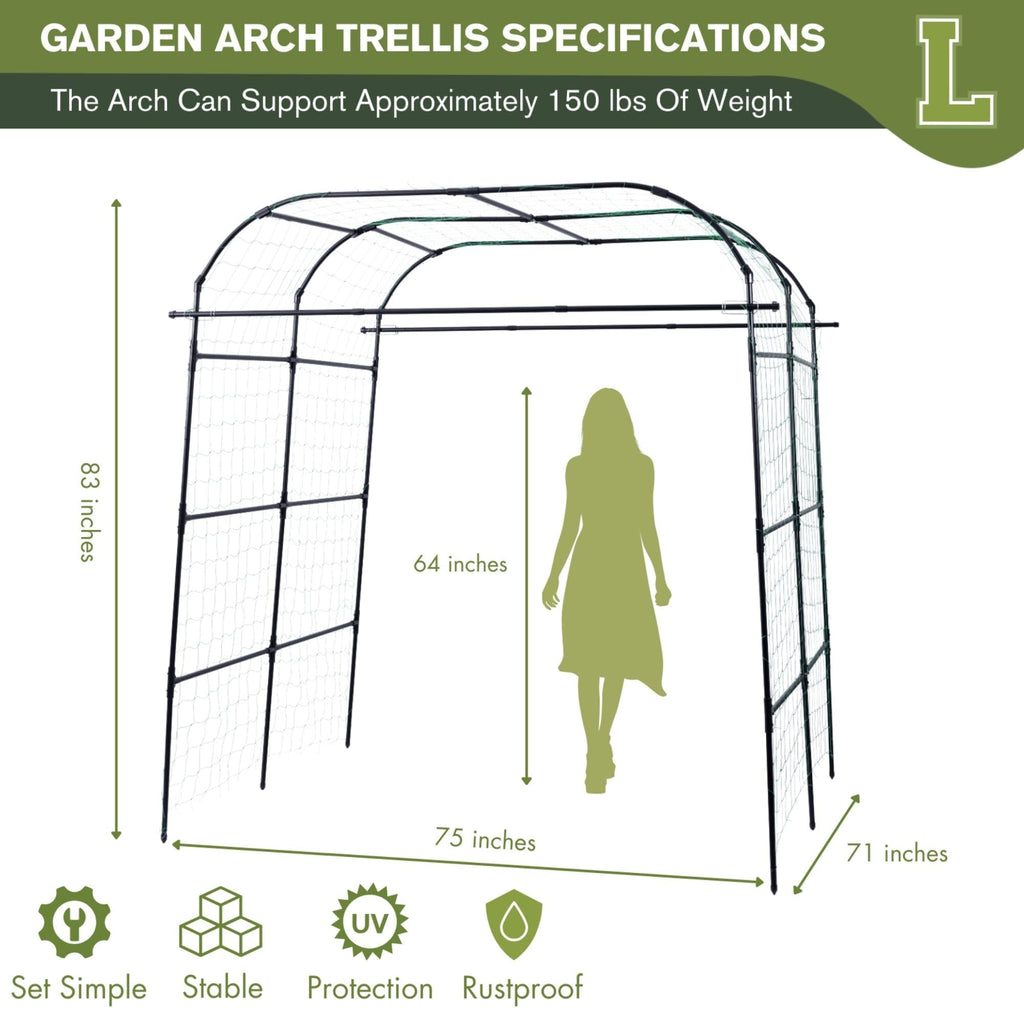 BAXAM Wide Arch Trellis 7FT Extra Tall Garden Trellis Arch – Sturdy Plastic Coated Steel Metal Arch for Garden Climbing Plants & Vegetables, Weather-Resistant Outdoor Cucumber Trellis Arch
