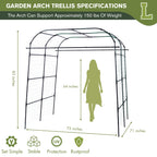 BAXAM Wide Arch Trellis 7FT Extra Tall Garden Trellis Arch – Sturdy Plastic Coated Steel Metal Arch for Garden Climbing Plants & Vegetables, Weather-Resistant Outdoor Cucumber Trellis Arch