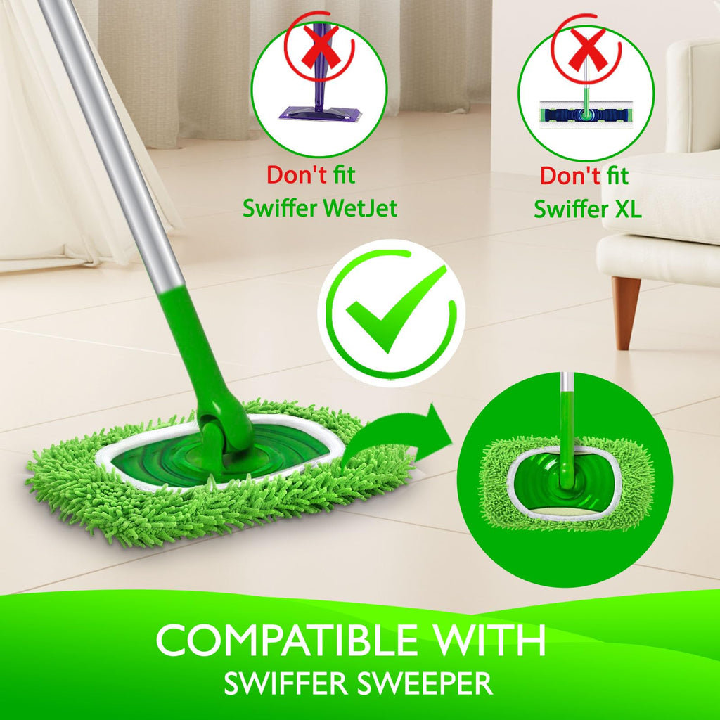 Yicotira Reusable Microfiber Mop Pads Compatible with Swiffer Sweeper- 8 Pack Dry Sweeping Cloths & Wet Mopping Cloths - Washable Wet Pads Refill for Mopping Floors (Mop is not Included)