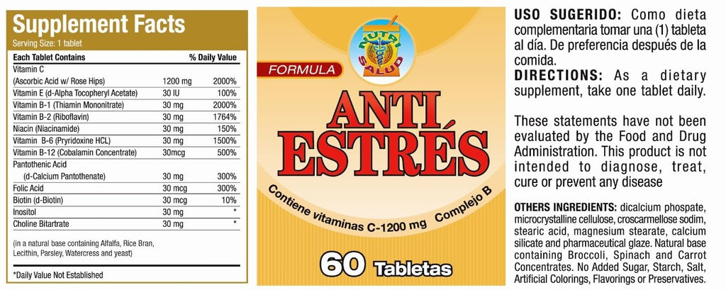 Nutrisalud Products Anti Estres Formula Natural. Tratamiento Natural para Combatir el estres y la ansiedad, Set de 2 frascos para 4 Meses. Recupere la Calma y tranquilidad.