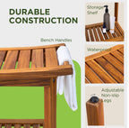 GREENTEAK Shower Bench, Waterproof Teak Shower Stool, Non-Slip Wooden Stool for Bathroom, Teak Wood Shower Seat Chair for Shower Storage Shelf, 300 Lbs Capacity, Provides Safety (22'' 2-Tier)