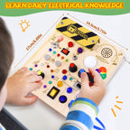 Iabedi Busy Board,Montessori Toys for 1-3 Years Old, Wooden Toddler Toy, Autism Sensory Travel Toys, Ideal Gift for 1+ Year Old Boys (Busy Board v5)