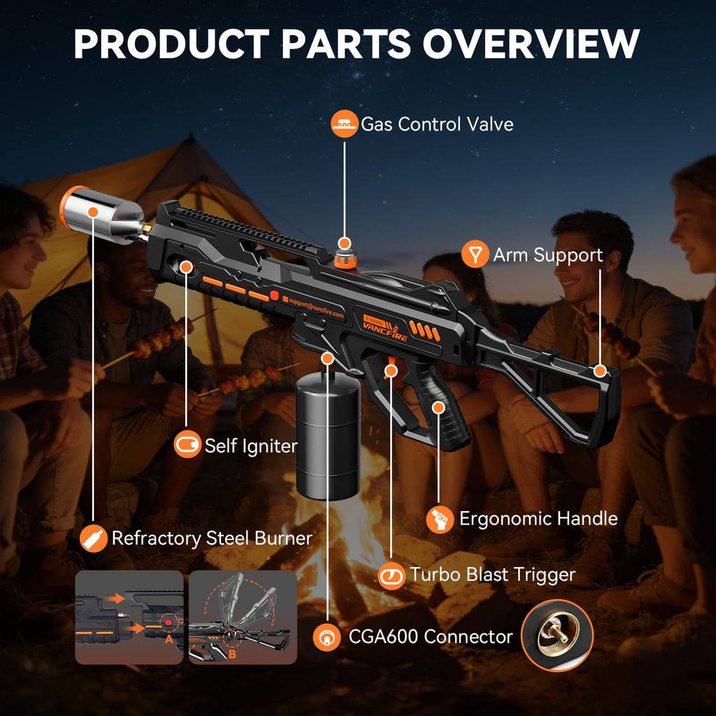 Powerful Propane Torch,36.7" Extra Long Blow Torch & Flamethrower with Trigger,Heavy Duty Cooking Searing Torch for Fire Starting,Grilling,Searing Steak & Weeding(Propane Tank Not Included)