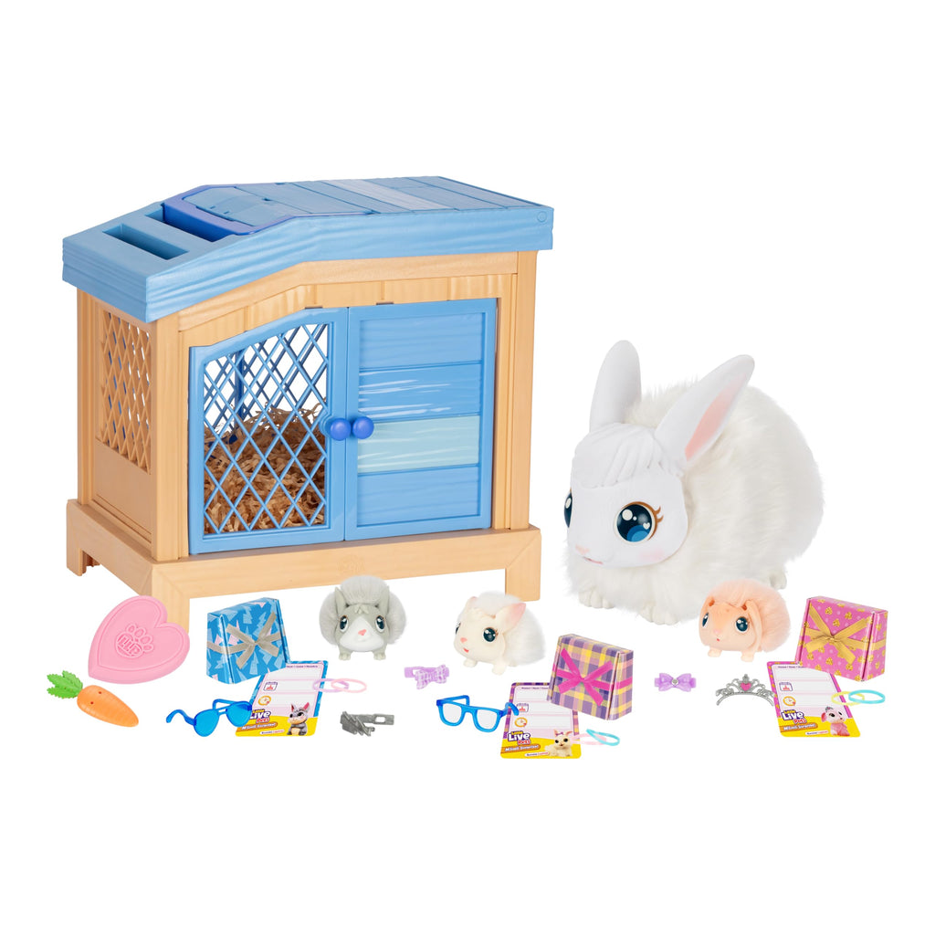 Little Live Pets Bunny Mama Surprise Toy Set, Hutch Interactive Animal Playset with 3 Surprise Babies, 20+ Sounds, Bunny Accessories for Girls Ages 3+