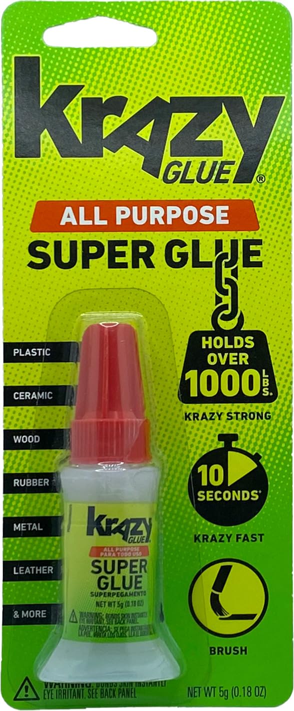Krazy Glue All Purpose Brush-On Superglue, Quick Dry, No-Clog Adhesive (5g)