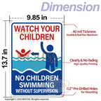 MOLESS 2 Pack Pool Safety Signs Bundle – 14x10 Inch Pool Signs for Outside Outdoor Decor, Watch Your Children & Swim at Your Own Risk, Durable 0.040 Aluminum Weatherproof, Easy to Mount, PSP-2403