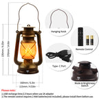 2 Pack Bronze Vintage 4 Modes Rechargeable Lanterns with Remote Control