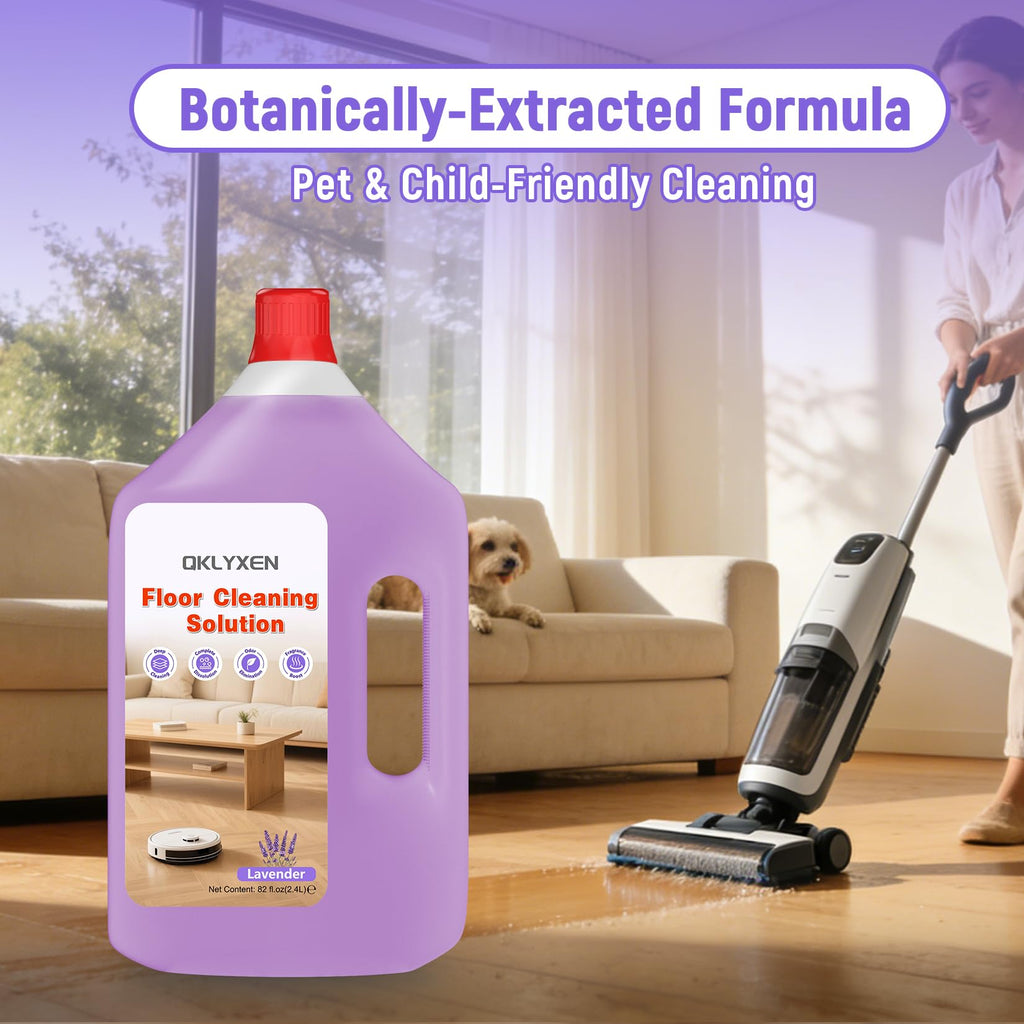 QKLYXEN Floor Cleaning Solution Compatible with Roborock – 82 FL OZ Lavender Floor Cleaner – Rich, Long-lasting Fragrance, – For All Robot Vacuums with Mopping & Cordless Wet/Dry Vacuum Mop Cleaner