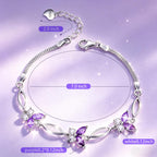 Nieboa S925 Sterling Silver Purple Butterfly Bracelets for Women,Anniversary Jewelry Gift for Women Mother Wife friend(Purple)