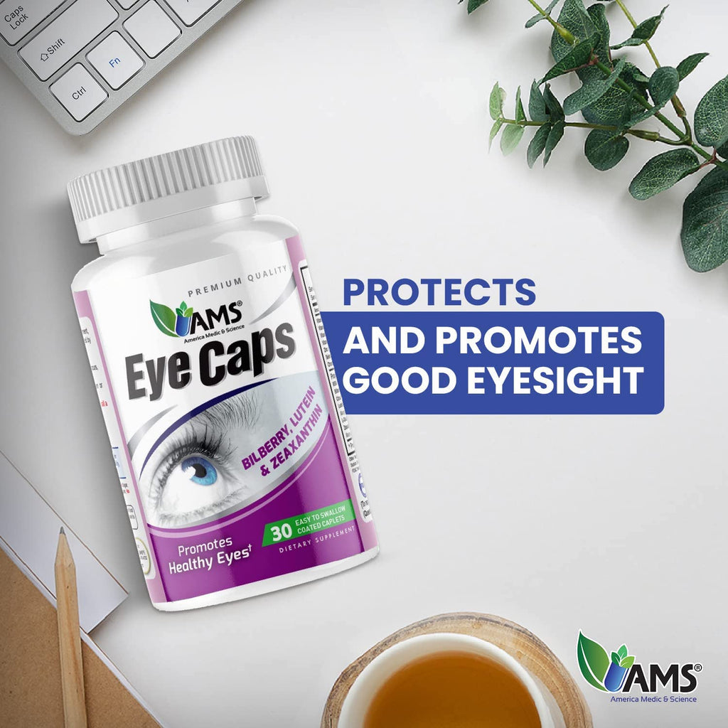 America Medic & Science EyeCaps (30 Caplets) | Dietary Supplement for Men and Women | Supports Vision Health | Enriched with Lutein, Zinc, Selenium, Chromium, and Vitamins A, C, E, and B2