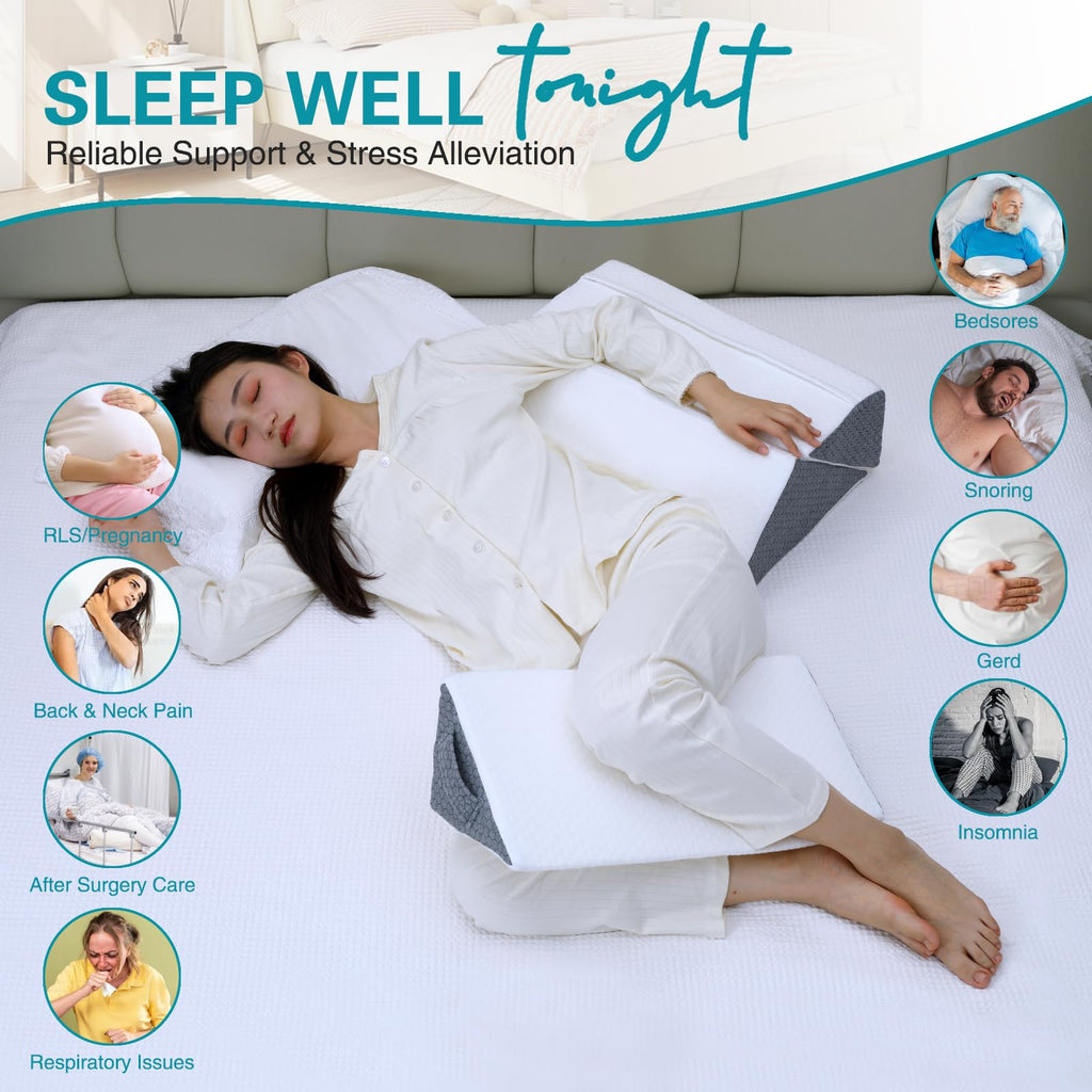SJFFDP Wedges for Bed Positioning, 3PCS Bed Wedges & Body Positioners for Bed Sores, Side Sleeping, Back Support, After Surgery, Bedsore Pressure Relief, Positioning Wedge for Elderly & Adults