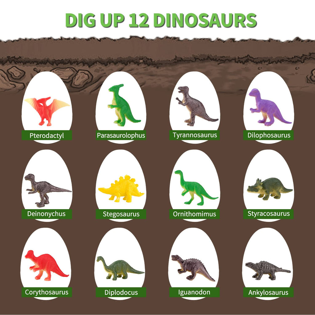 12 Dinosaur Eggs Toys, Surprise Pack with 12 Unique Dinosaur Figures,Goodie Bag Stuffers,Pinata fillers, Easter Eggs dongcoh,Carnival Prizes Treasure Box Christmas Stocking Stuffers Treasure Box