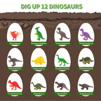 12 Dinosaur Eggs Toys, Surprise Pack with 12 Unique Dinosaur Figures,Goodie Bag Stuffers,Pinata fillers, Easter Eggs dongcoh,Carnival Prizes Treasure Box Christmas Stocking Stuffers Treasure Box