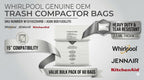Whirlpool W10165294RB Genuine OEM Trash Compactor Bags (60-Pack) – Heavy-Duty 15-Inch Replacement Bags – Fits KitchenAid, Maytag, JennAir, & Kenmore – 3 Mil Thick, Slip-N-Grip Leak-Proof Design