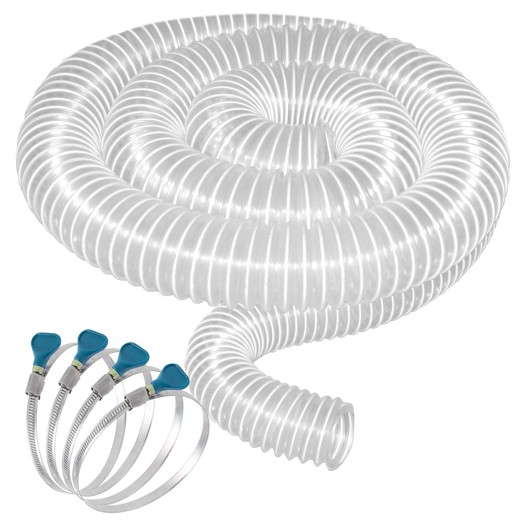 Qucship 2-1/2" x 10' Heavy-Duty PVC Dust Collection Hose, Puncture-Resistant, Flexible Clear PVC Fume Hose with Carbon Steel Wire Coil for Dust Collection Systems