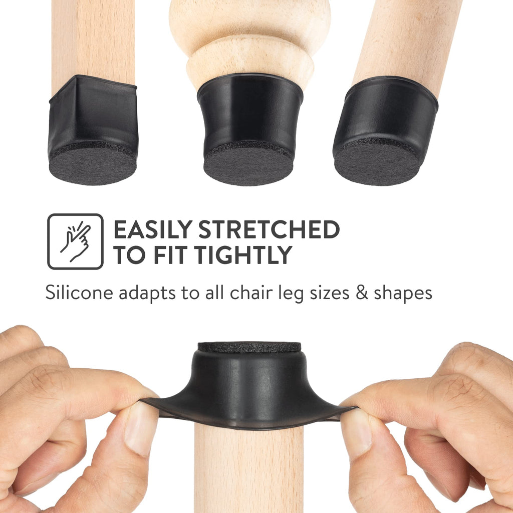 Aneaseit Chair Leg Floor Protectors - 32 pcs Black - Felt Bottom Silicone Pads for Hardwood Floors & Furniture Feet - Rubber Caps for Chairs - Medium