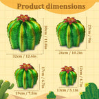 inihpocv 4-Piece Metal Barrel Cactus Yard Art Set