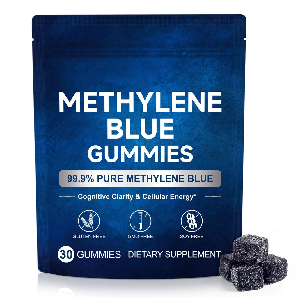 Methylene Blue Gummies 5mg Per Serving, Supports Cognitive Function, Cellular Energy, Mental Focus, Antioxidant Activity, 99.9% Pure, Vegan | 30 Gummies