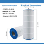AmiBron C1200 Pool Filter Cartridge, Compatible with Hayward CX1200RE, PA120, C-8412, Ultra-B2, FC-1293, Clearwater II 125, Waterway Pro Clean 125, 817-0125N, 120 sq.ft. 1Pack