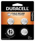 Duracell 2032 Lithium Battery, 4 Count (Pack of 1), Child Safety Features, Compatible with Key Fob, Tea Light Candles and Other Devices, CR2032 Battery