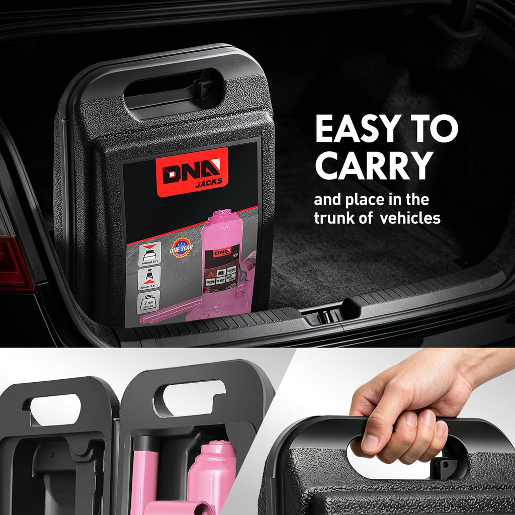 DNA Motoring 2 Tons Hydraulic Car Bottle Jack, Pink, 4000 lbs Capacity