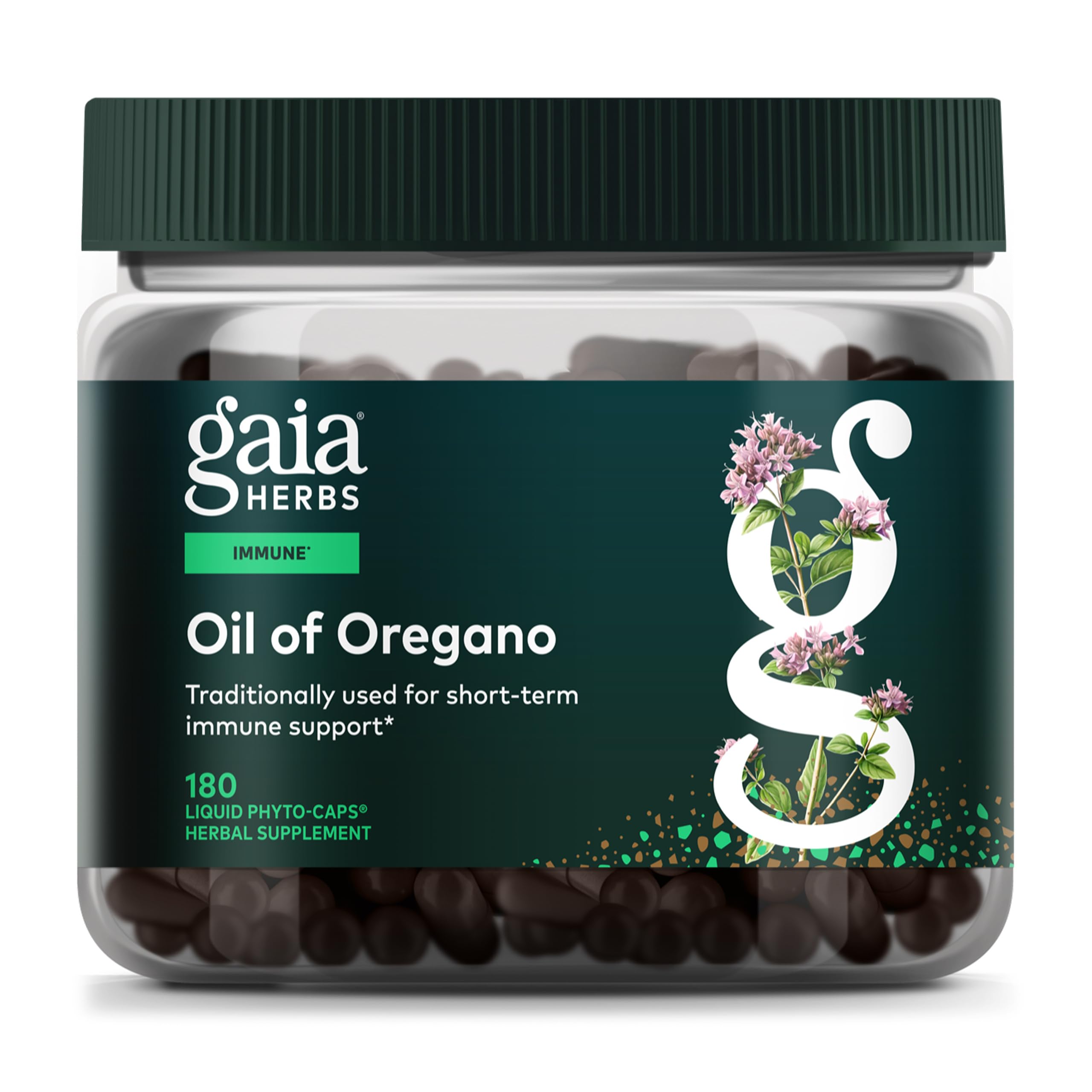 Gaia Herbs Oil of Oregano - Immune & Antioxidant Support Supplement - with Oregano Oil, Carvacrol & Thymol* - 180 Vegan Liquid Phyto-Caps (180 Servings)