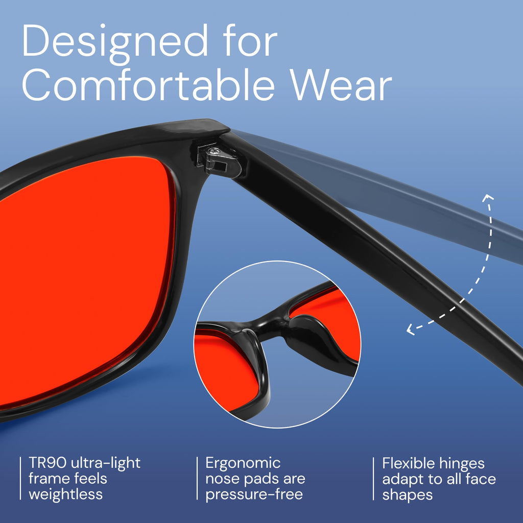 livho Blocking Gaming Glasses Blue Green Light for Computer Sleeping, Dual Coatings Red Lenses, for Women & Men