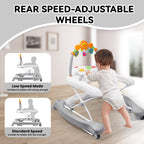 RefoereBabe Baby Walker with Wheels, 5 in 1 Baby Walkers for Boys Girls 6-12 Months, Foldable Walker Baby with Bouncer & Feeding Tray, Music, Adjustable Heights