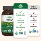ORGANIC INDIA Neem Leaf Capsules - Herbal Supplement, Supports Skin & Immune Health, Vegan, Gluten Free, USDA Certified Organic - 90 Count
