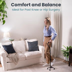 PELEGON Quad Cane (300 lb) - Adjustable Walking Cane with A Large 4 Pronged Base for Extra Balance & Stability, Walking Canes for Seniors, Walking Cane for Men & Women, Walking Sticks (Black)