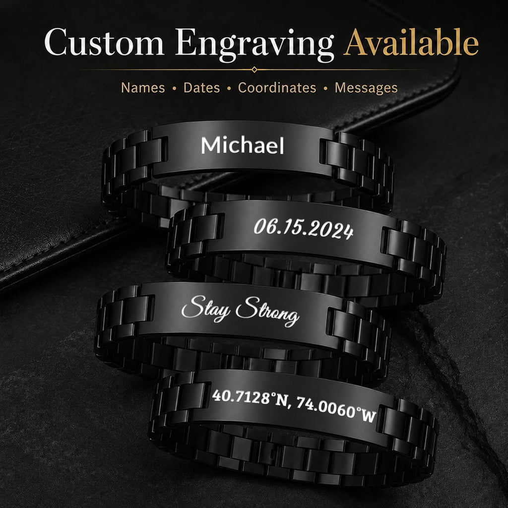 JUBOPE Custom Engraved Bracelets for Men,Adjustable Waterproof