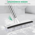 SetSail Floor Scrub Brush with 51-Inch Long Adjustable Handle 2 in 1 Scrape Brush Stiff Bristle Floor Scrubber for Cleaning Shower Bathroom Garage Kitchen Wall Deck Tub Tile, 2 Pack