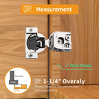 Chibery 30 Pack 1-1/4" 4D Overlay Soft Close Concealed Hinges for Face Frame Door, Control Closing Speed, Smooth Slow Self Closing Hinges, Satin Nickel, 105° Open Angle Stainless Steel Cabinet Hinge