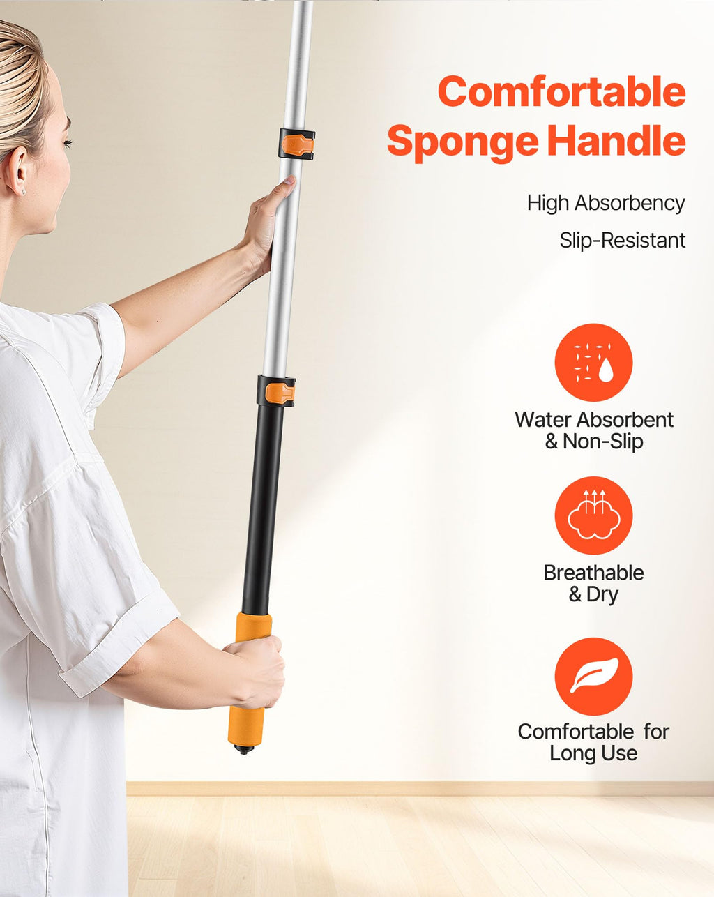 VEVOR Telescopic Extension Pole, 2-4 FT Multi-Purpose Extendable Pole, Sturdy Aluminum Alloy Paint Pole Extension with Flip-Lock Design, High Reach Roller Stick for Painting, Dusting and Cleaning