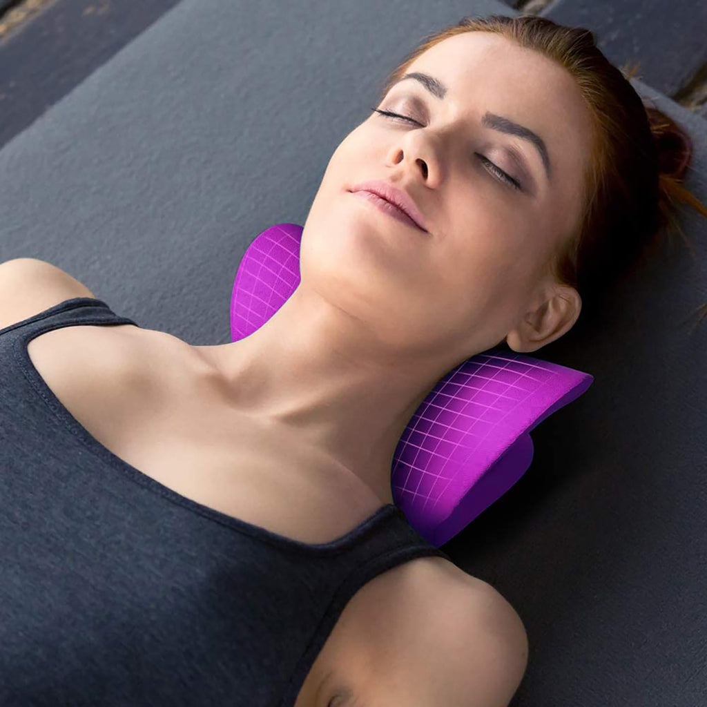 RESTCLOUD Neck and Shoulder Relaxer, Cervical Traction Device for TMJ Pain Relief and Cervical Spine Alignment, Chiropractic Pillow, Neck Stretcher (Purple)