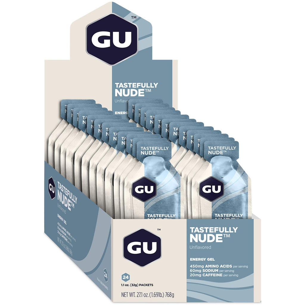 GU Energy Original Sports Nutrition Energy Gel, Vegan, Gluten-Free, Kosher, and Dairy-Free On-the-Go Energy for Any Workout, 24-Count, Tastefully Nude