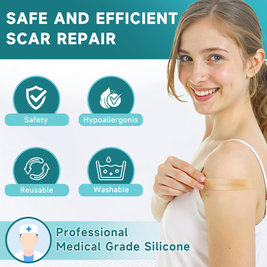 Pumkot Silicone Scar Sheets, Silicone Scar Tape(1.8” x 157” Roll-4M), Medical Grade Scar Removal Away Strips for Surgical Scars, Keloid, C-Section, Burn - Stickiness Upgrade, Waterproof, Reusable