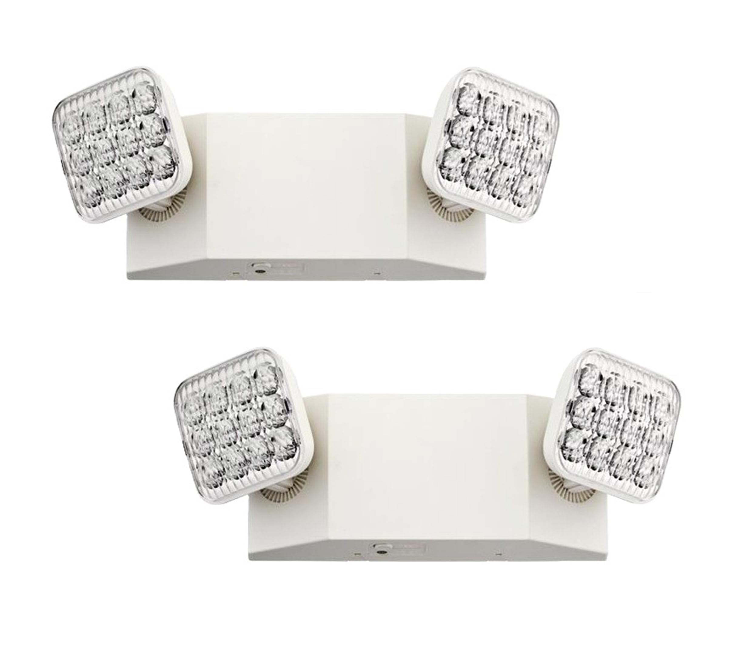 Lithonia Lighting Basics LED Emergency Light, Dual Adjustable Heads, Wall Mount, Damp Rated, 90-Min Backup, 120/277V, White, 2-Pack (EU2C CP2), Deal for stairways, hallways, and Egress Paths