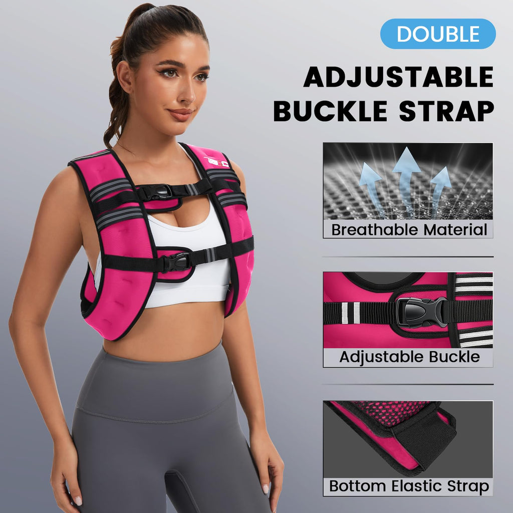 TB3C Weighted Vest 12lb with Reflective Stripe for Workout, Strength Training, Running, Fitness, Muscle Building, Weight Loss, Weightlifting