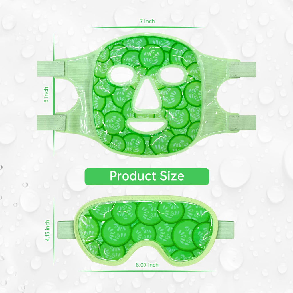 ZNÖCUETÖD Face Eye Mask Ice Pack for Reducing Puffiness, Bags Under Eyes, Puffy Dark Circles, Migraine,Hot/Cold Pack with Soft Plush Backing (Cucumber Green)