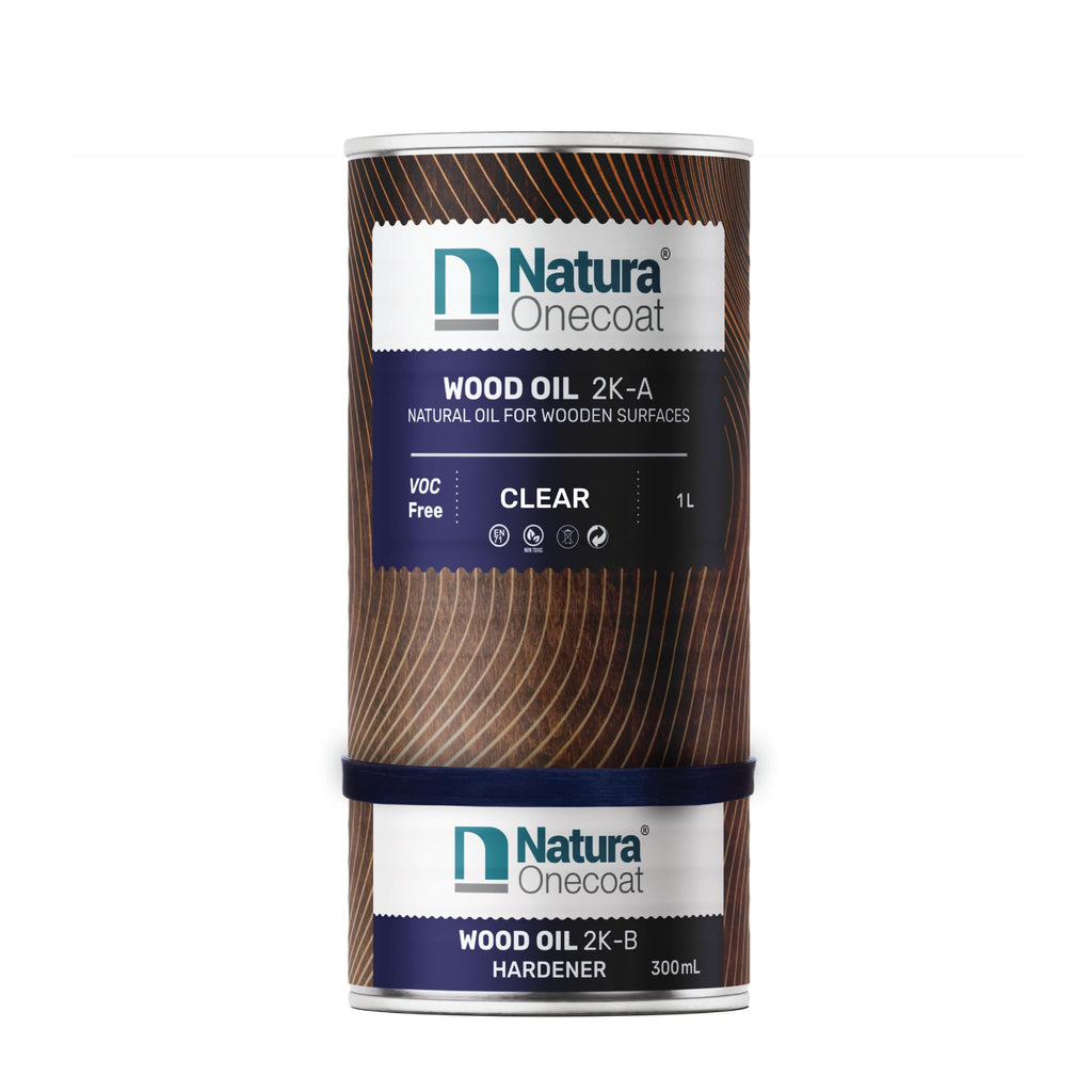 Natura Onecoat Wood Stain Oil - 700 ft² - 1.3 L, Clear – Wood Finish for Interior Furniture & Floor - Linseed Wood Oil - Fast-Drying - Environmentally Friendly-Extra Durable Hard Wax Oil-VOC-Free