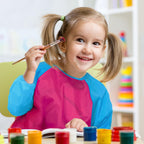 Bouiexye 6 Pack Kids Art Smocks Water-Resistant Toddler Paint Smocks Kids Painting Aprons with Long Sleeve 3 Pockets for Age 2-8 Years, Art Craft, Painting, Baking, Cooking (6 Colors)